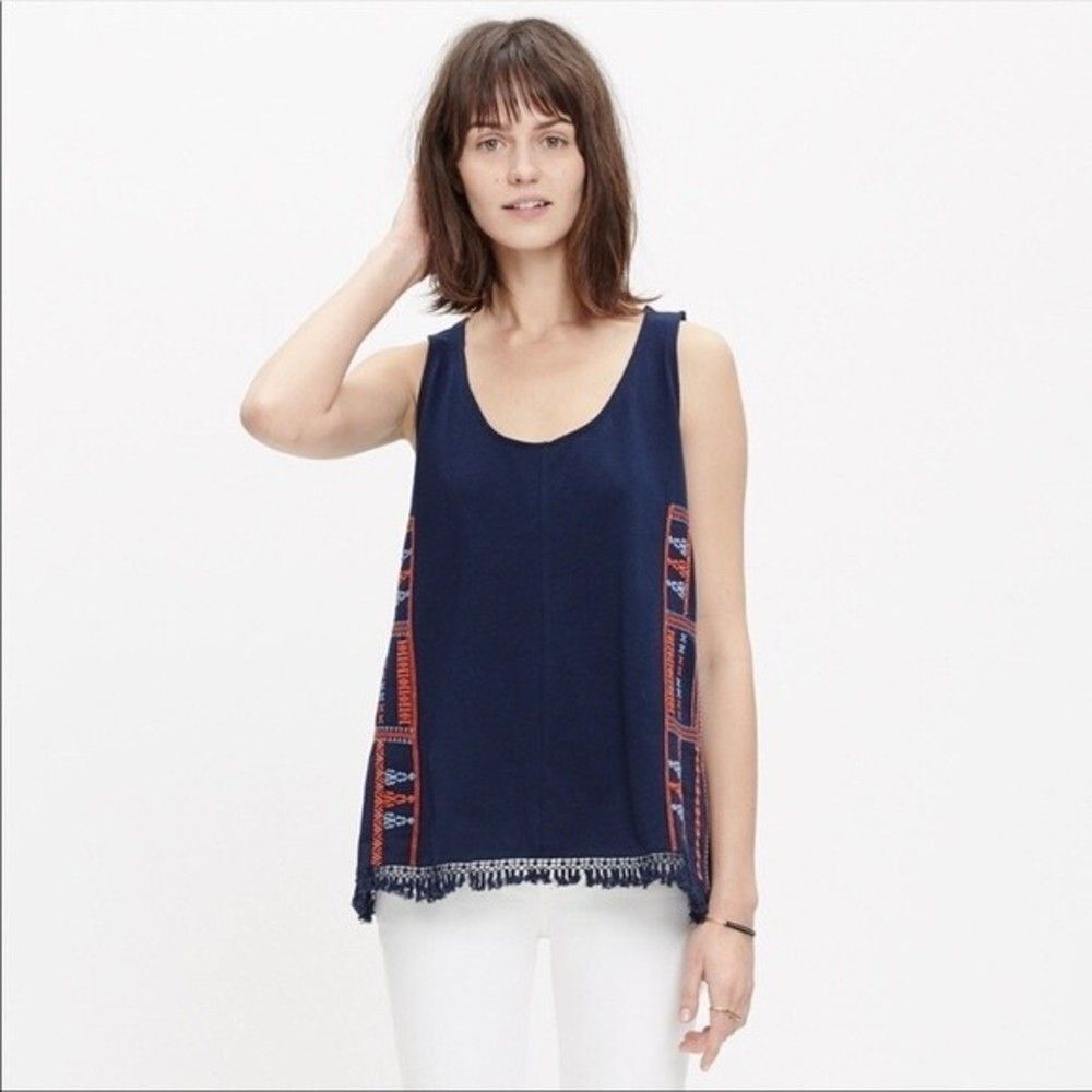 Madewell Embroidered & Tassel Sleeveless Top Excellent Preloved Condition XS
